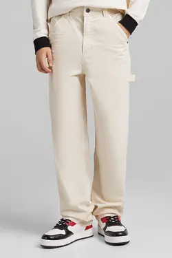شلوار راسته گشاد نخی مردانه رنگ کرم  برشکا Bershka (ساخت اسپانیا)