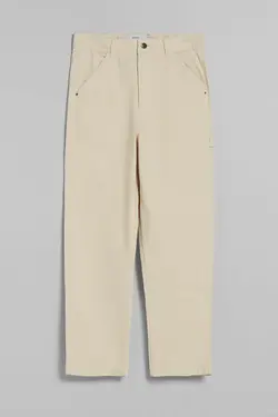 شلوار راسته گشاد نخی مردانه رنگ کرم  برشکا Bershka (ساخت اسپانیا)