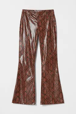شلوار پالازو چرم مصنوعی پوست ماری زنانه رنگ قهوه ای برشکا Bershka (ساخت اسپانیا)