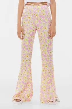 شلوار پالازو گل گلی زنانه رنگ صورتی برشکا Bershka (ساخت اسپانیا)