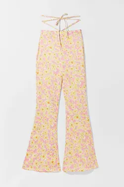 شلوار پالازو گل گلی زنانه رنگ صورتی برشکا Bershka (ساخت اسپانیا)