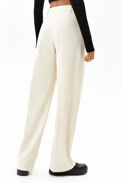 شلوار بگ با سوراخ کمربند زنانه رنگ سفید برشکا Bershka (ساخت اسپانیا)