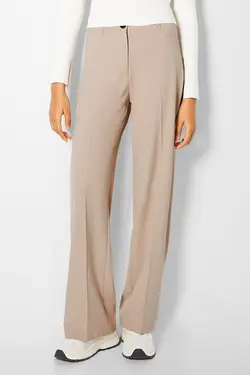 شلوار بگ با سوراخ کمربند زنانه رنگ شنی ماسه ای برشکا Bershka (ساخت اسپانیا)