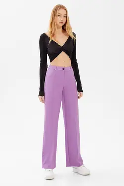 شلوار بگ با سوراخ کمربند زنانه رنگ بنفش برشکا Bershka (ساخت اسپانیا)