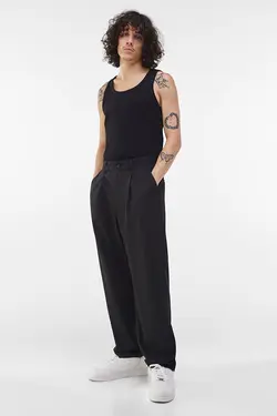 شلوار گشاد مردانه کمر پلی دار رنگ مشکی برشکا Bershka (ساخت اسپانیا)