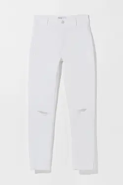 شلوار جذب زاپ دار زنانه رنگ سفید برشکا Bershka (ساخت اسپانیا)