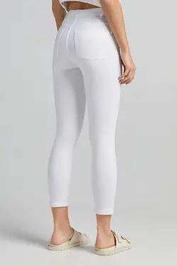 شلوار جذب زاپ دار زنانه رنگ سفید برشکا Bershka (ساخت اسپانیا)