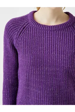 ژاکت بافتنی یقه خدمه بنفش زنانه از برند کوتون Koton (ساخت ترکیه)