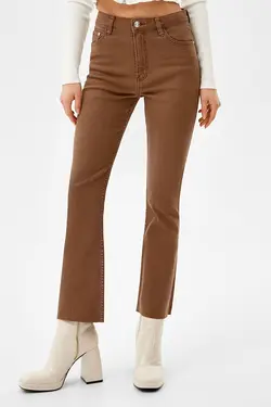 شلوار جین راسته زنانه رنگ قهوه ای برشکا Bershka (ساخت اسپانیا)