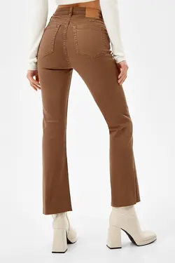 شلوار جین راسته زنانه رنگ قهوه ای برشکا Bershka (ساخت اسپانیا)
