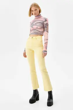 شلوار جین راسته زنانه رنگ نباتی برشکا Bershka (ساخت اسپانیا)