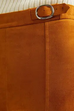 شلوار پالازو جیر مصنوعی زنانه رنگ خردلی برشکا Bershka (ساخت اسپانیا)