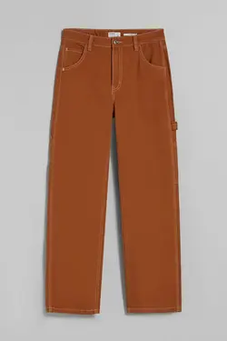 شلوار کنتراست دوخت از رو زنانه رنگ شتری برشکا Bershka (ساخت اسپانیا)