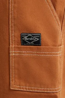 شلوار کنتراست دوخت از رو زنانه رنگ شتری برشکا Bershka (ساخت اسپانیا)