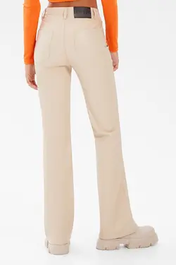 شلوار چرم مصنوعی زنانه رنگ شنی ماسه ای برشکا Bershka (ساخت اسپانیا)