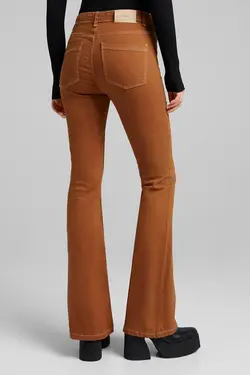 شلوار دمپا گشاد 5 جیب زنانه رنگ قهوه ای برشکا Bershka (ساخت اسپانیا)