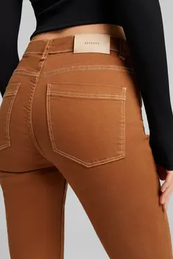 شلوار دمپا گشاد 5 جیب زنانه رنگ قهوه ای برشکا Bershka (ساخت اسپانیا)
