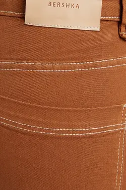 شلوار دمپا گشاد 5 جیب زنانه رنگ قهوه ای برشکا Bershka (ساخت اسپانیا)