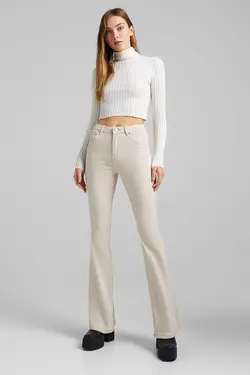 شلوار دمپا گشاد 5 جیب زنانه رنگ سفید برشکا Bershka (ساخت اسپانیا)