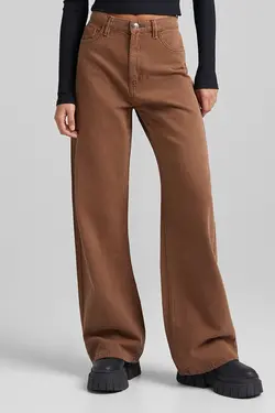 شلوار بگ زنانه رنگ قهوه ای برشکا Bershka (ساخت اسپانیا)