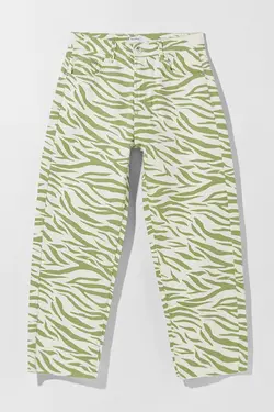 شلوار راسته زاپ دار زنانه با طرح گورخری برشکا Bershka (ساخت اسپانیا)