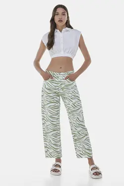 شلوار راسته زاپ دار زنانه با طرح گورخری برشکا Bershka (ساخت اسپانیا)