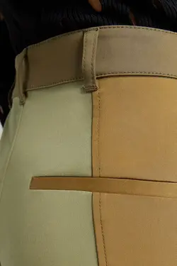 شلوار نخی برش دار سه رنگ زنانه رنگ سبز ، کاهی و کرم برشکا Bershka (ساخت اسپانیا)
