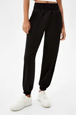 شلوار نخی Jogger Boks زنانه رنگ مشکی برشکا Bershka (ساخت اسپانیا)