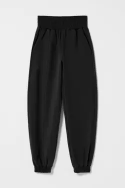 شلوار نخی Jogger Boks زنانه رنگ مشکی برشکا Bershka (ساخت اسپانیا)