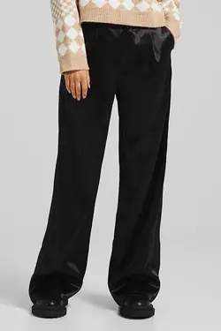 شلوار ساتن گشاد زنانه رنگ مشکی برشکا Bershka (ساخت اسپانیا)