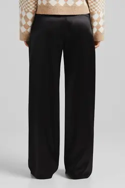 شلوار ساتن گشاد زنانه رنگ مشکی برشکا Bershka (ساخت اسپانیا)