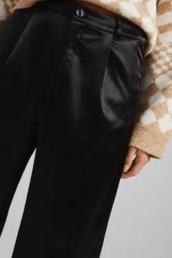 شلوار ساتن گشاد زنانه رنگ مشکی برشکا Bershka (ساخت اسپانیا)