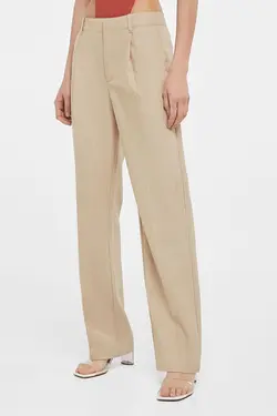 شلوار راسته زنانه رنگ کرم برشکا Bershka (ساخت اسپانیا)