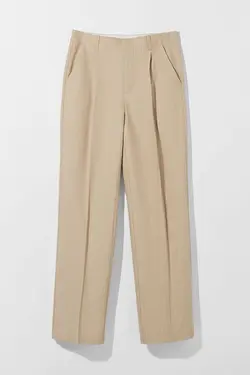 شلوار راسته زنانه رنگ کرم برشکا Bershka (ساخت اسپانیا)