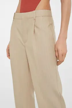 شلوار راسته زنانه رنگ کرم برشکا Bershka (ساخت اسپانیا)