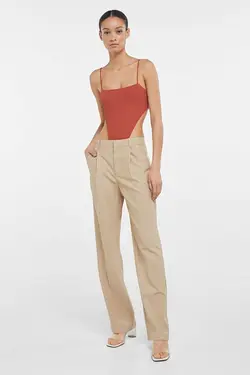 شلوار راسته زنانه رنگ کرم برشکا Bershka (ساخت اسپانیا)