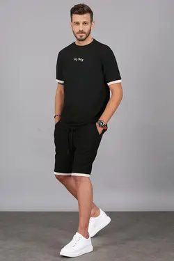 ست ورزشی با شلوارک مشکی مردانه مدمکست Madmext (ساخت ترکیه)