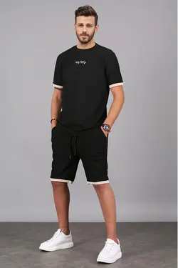 ست ورزشی با شلوارک مشکی مردانه مدمکست Madmext (ساخت ترکیه)