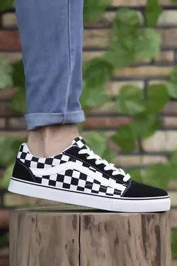 کتونی مدل ونس ورزشی چک یونیسکس مشکی سفید ریکون Riccon (ساخت ترکیه)