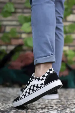 کتونی مدل ونس ورزشی چک یونیسکس مشکی سفید ریکون Riccon (ساخت ترکیه)