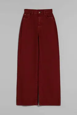 شلوار بگ آجدار زنانه رنگ قرمز برشکا Bershka (ساخت اسپانیا)