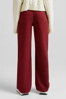 شلوار بگ آجدار زنانه رنگ قرمز برشکا Bershka (ساخت اسپانیا)