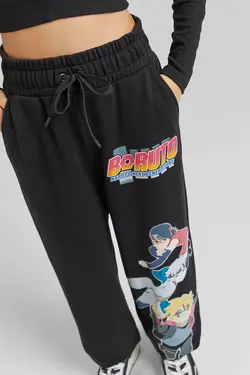 شلوار جاگر نخی با طرح Boruto X زنانه رنگ مشکی برشکا Bershka (ساخت اسپانیا)
