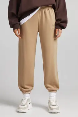 شلوار نخی جاگر زنانه رنگ کرم برشکا Bershka (ساخت اسپانیا)