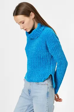 ژاکت بافتنی  یقه ایستاده ابی فیروزه ای از برند  کوتون Koton (ساخت ترکیه)