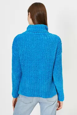 ژاکت بافتنی  یقه ایستاده ابی فیروزه ای از برند  کوتون Koton (ساخت ترکیه)