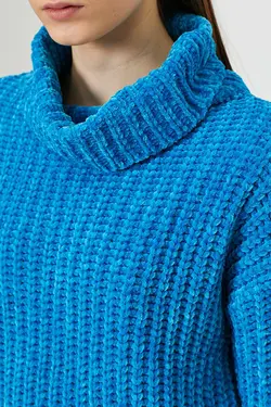 ژاکت بافتنی  یقه ایستاده ابی فیروزه ای از برند  کوتون Koton (ساخت ترکیه)