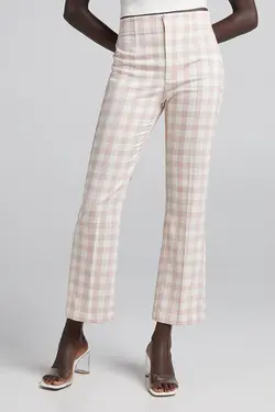 شلوار پالاتسو چهارخانه زنانه رنگ صورتی برشکا Bershka (ساخت اسپانیا)