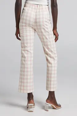 شلوار پالاتسو چهارخانه زنانه رنگ صورتی برشکا Bershka (ساخت اسپانیا)