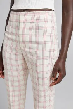 شلوار پالاتسو چهارخانه زنانه رنگ صورتی برشکا Bershka (ساخت اسپانیا)